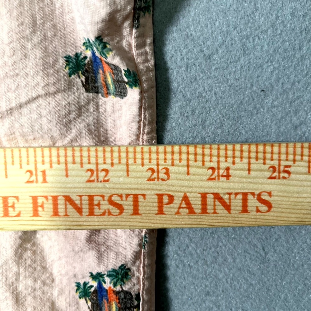 Tailor Vintage Luxe Performance Shirt Men Large Pink Seersucker Surf Hut Stretch - Picture 2 of 7